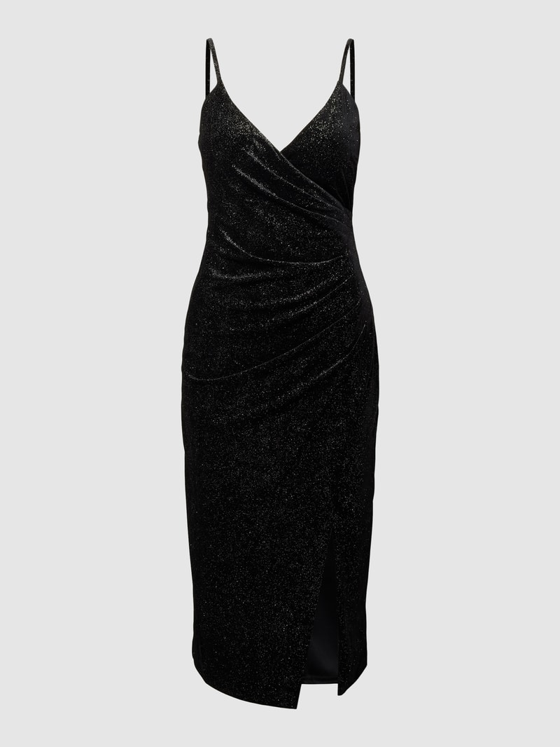 Cocktailkleid in Glitzer-Optik in schwarz