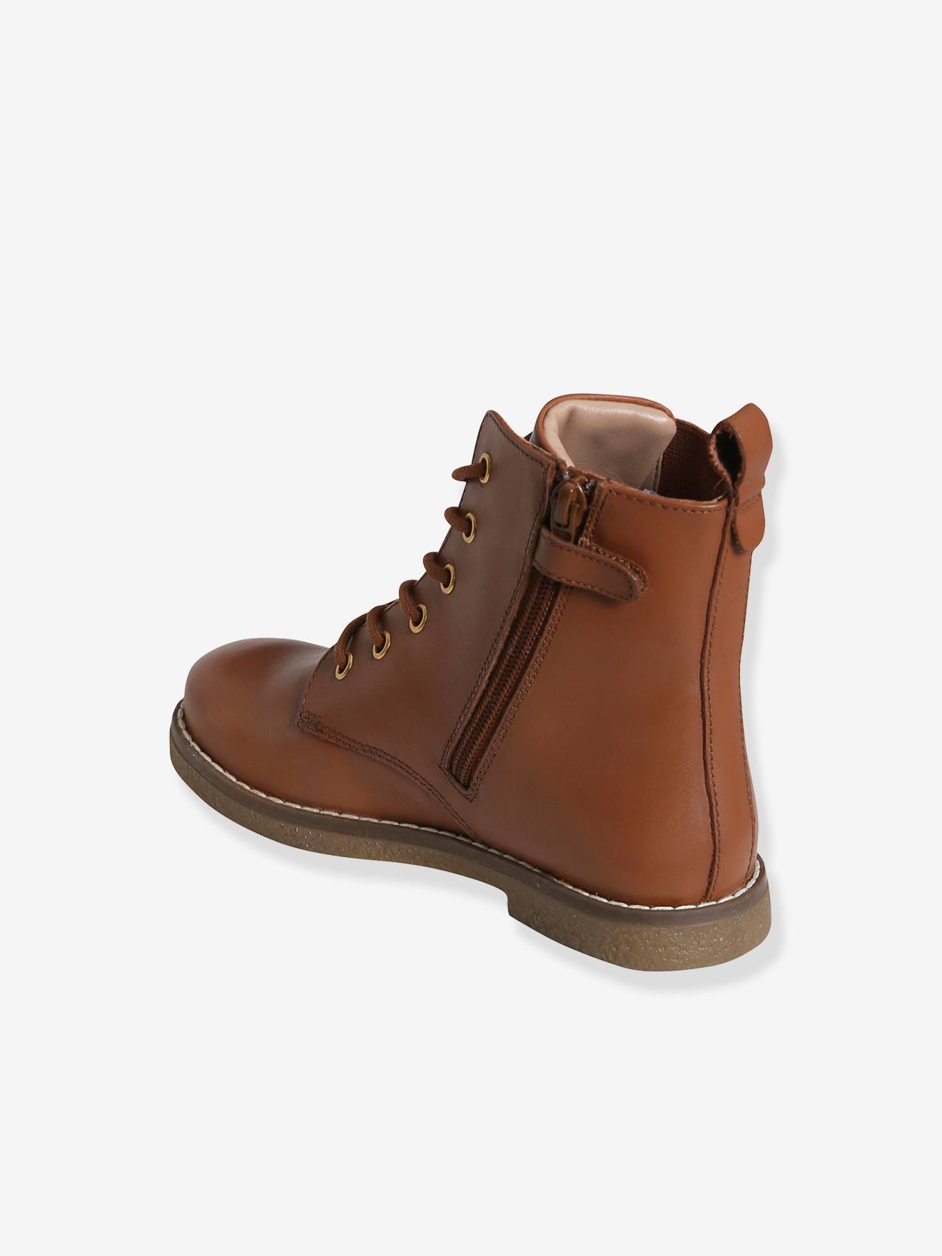 Vertbaudet Mädchen Schnürboots mit Reißverschluss, Sterne - camelfarben