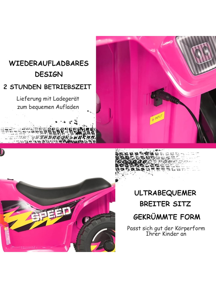 COSTWAY 6V Elektro Quad ab 3 Jahren in Rosa günstig kaufen 40 cm
