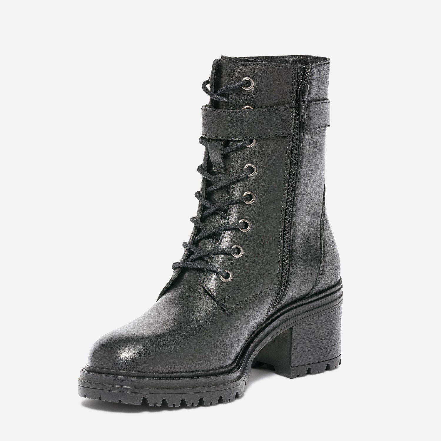 Bottine à talon TEXTO noire en cuir