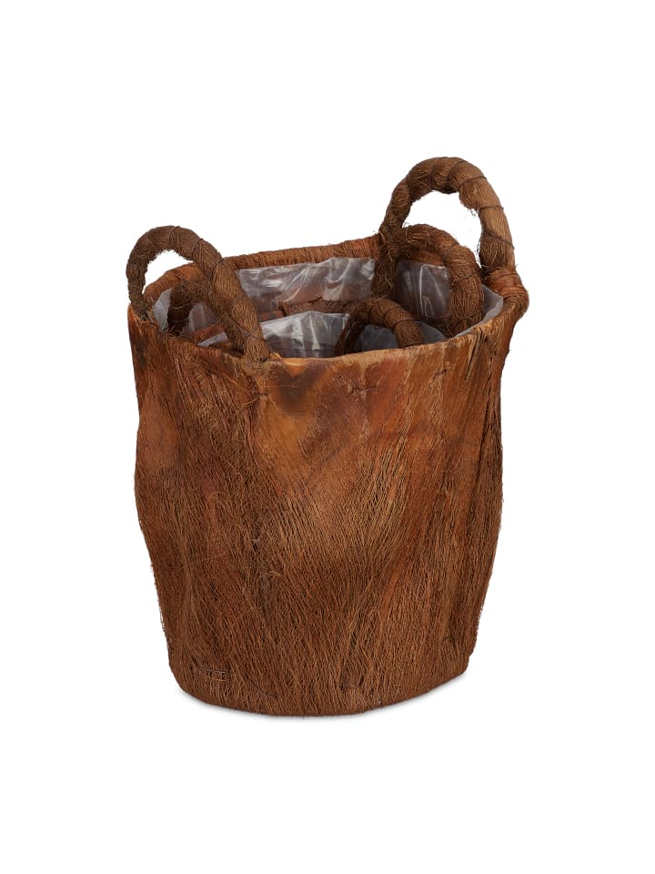 relaxdays 3tlg. Pflanzkorb Set in Natur günstig kaufen onesize