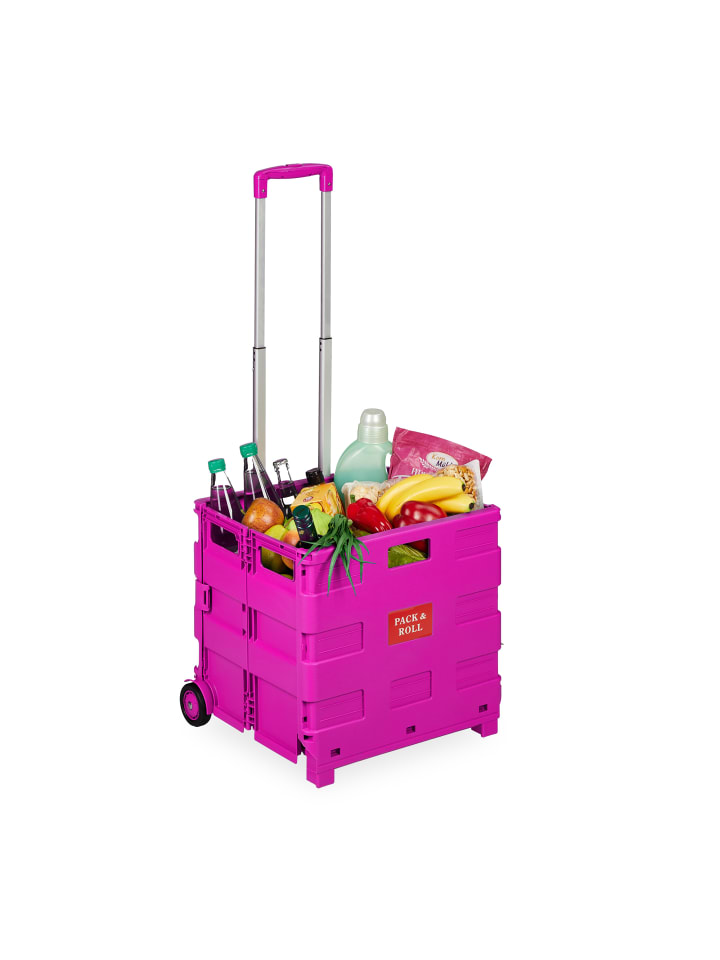 relaxdays Einkaufstrolley in Pink günstig kaufen onesize