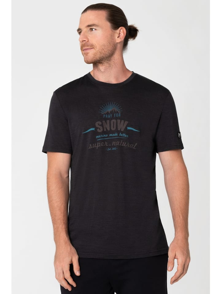 super.natural Merino T-Shirt M PRAY FOR SNOW TEE in schwarz günstig kaufen S