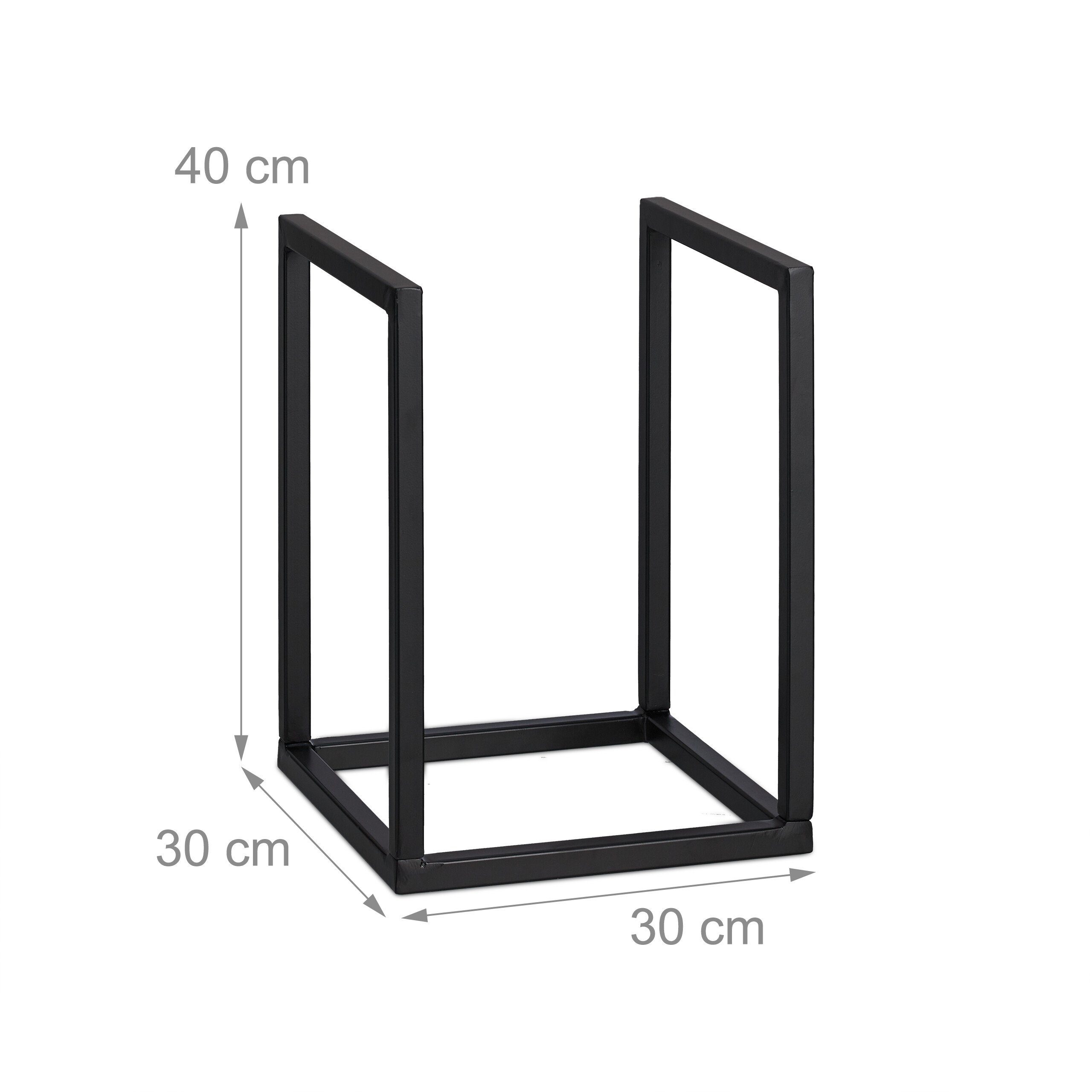 relaxdays Kaminholzregal Schwarzes Kaminholzregal aus Metall, BxTxH:30x30x40 cm