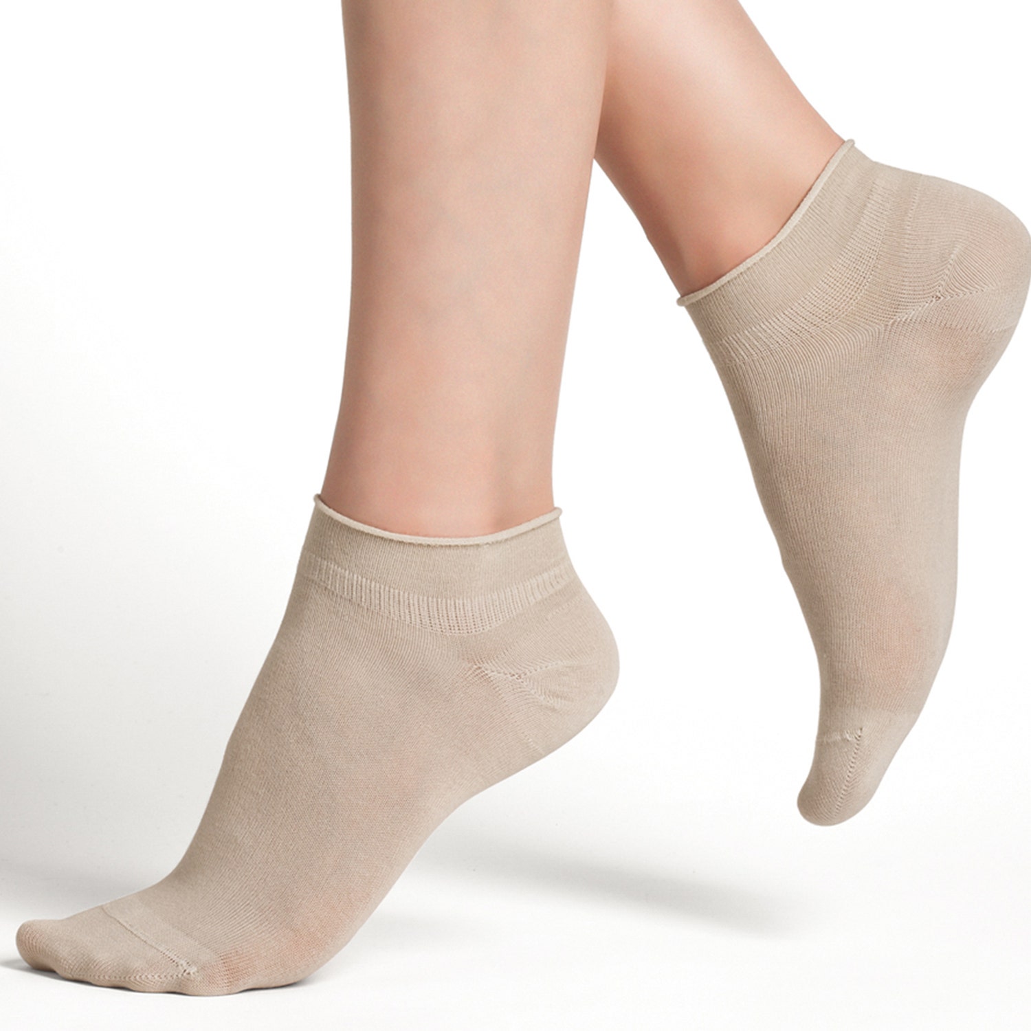 2 paires de chaussettes courtes BLEU FORET beiges Fleur de peau pointure 37-41