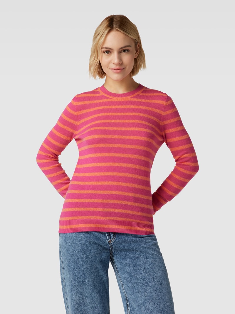 Kaschmirpullover mit Streifenmuster in pink