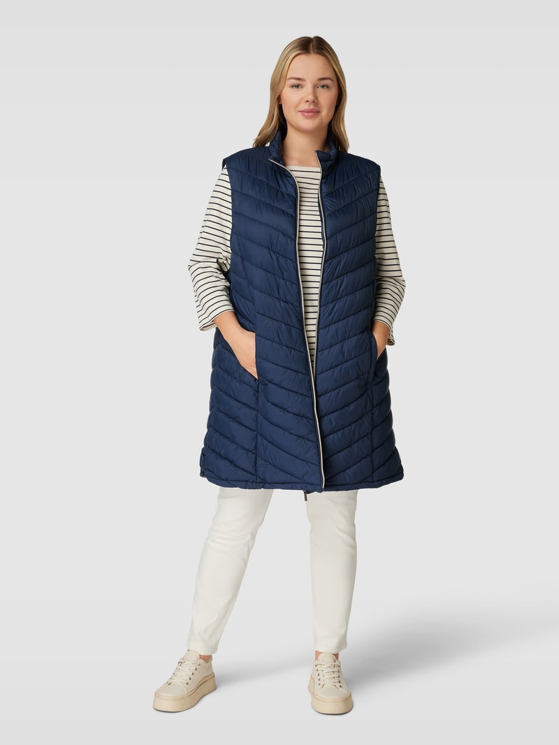 PLUS SIZE Steppweste mit Stehkragen Modell 'Padding' in marineblau