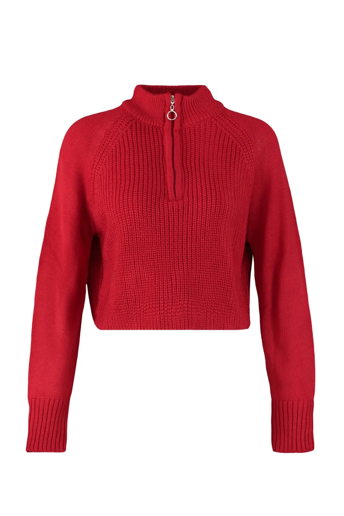 Trendyol Collection  Roter Strickpullover mit Stehkragen TWOAW22KZ1632