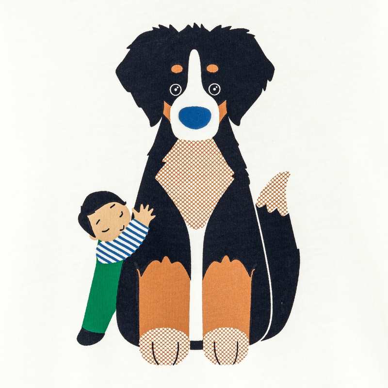 T-shirt chien câlin blanc bébé garçon