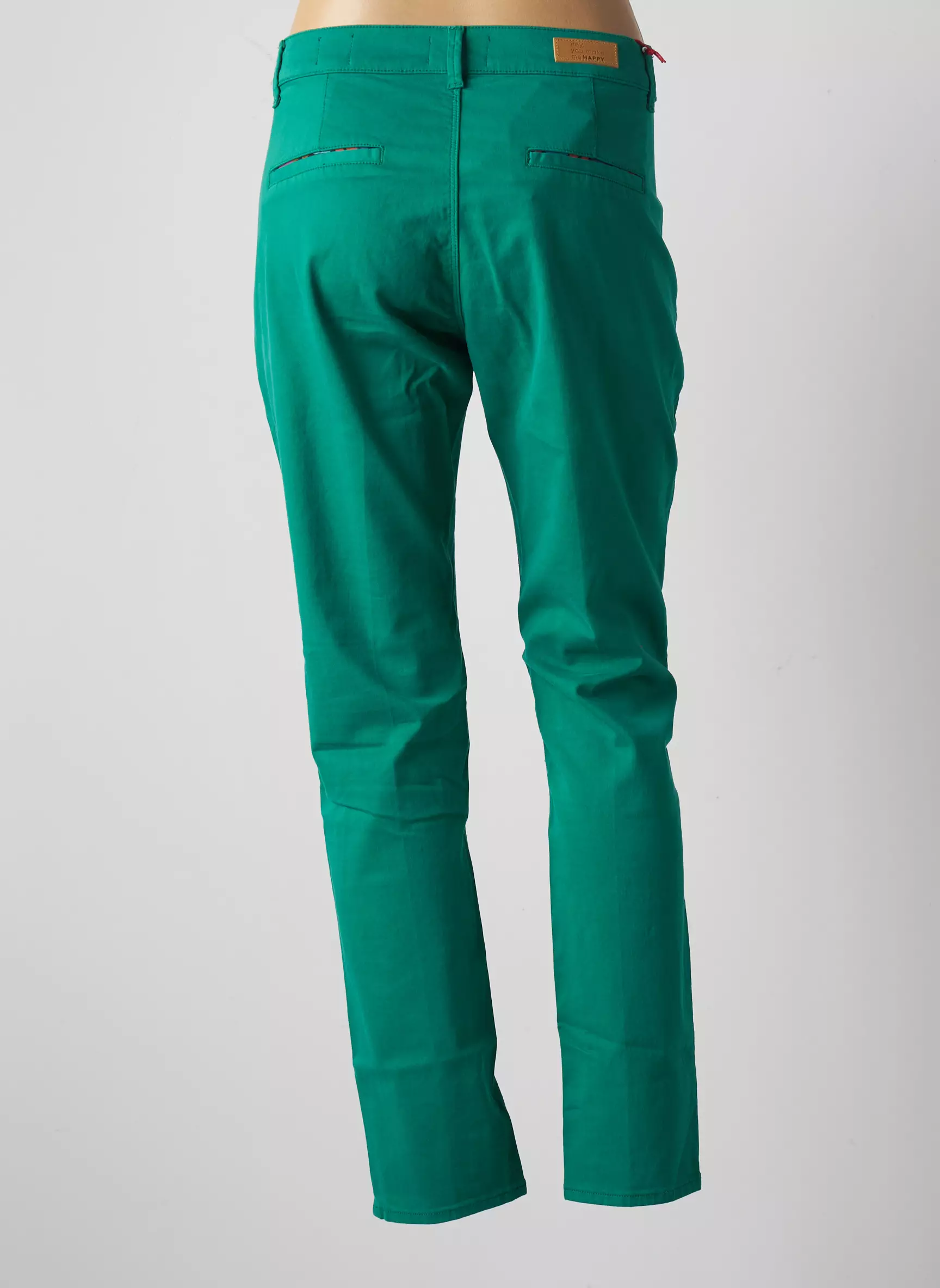 Happy Pantalons Chino Femme couleur vert
