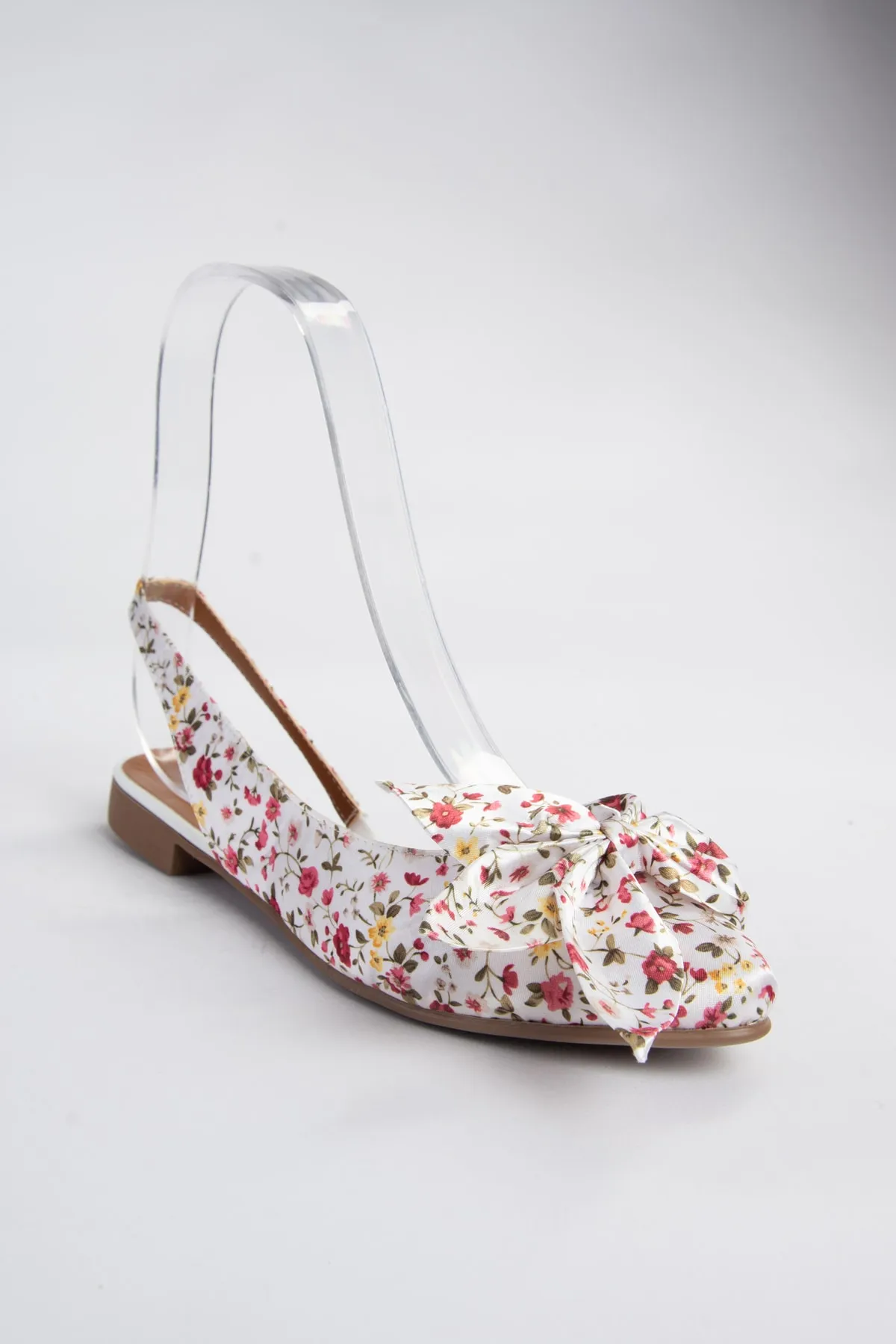 Fox Shoes  Beige/roter Stoff mit Blumendruck für Damen, Ballerina, Ballerina H726809004