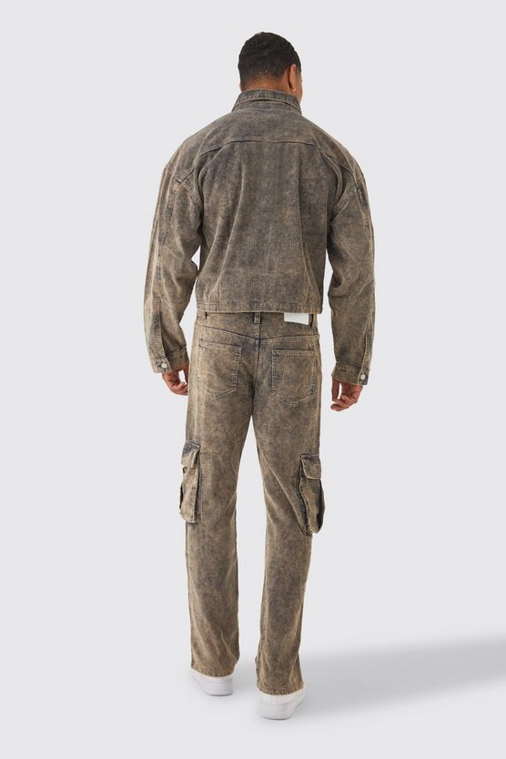 Kastige Cord-Jacke mit Acid-Waschung