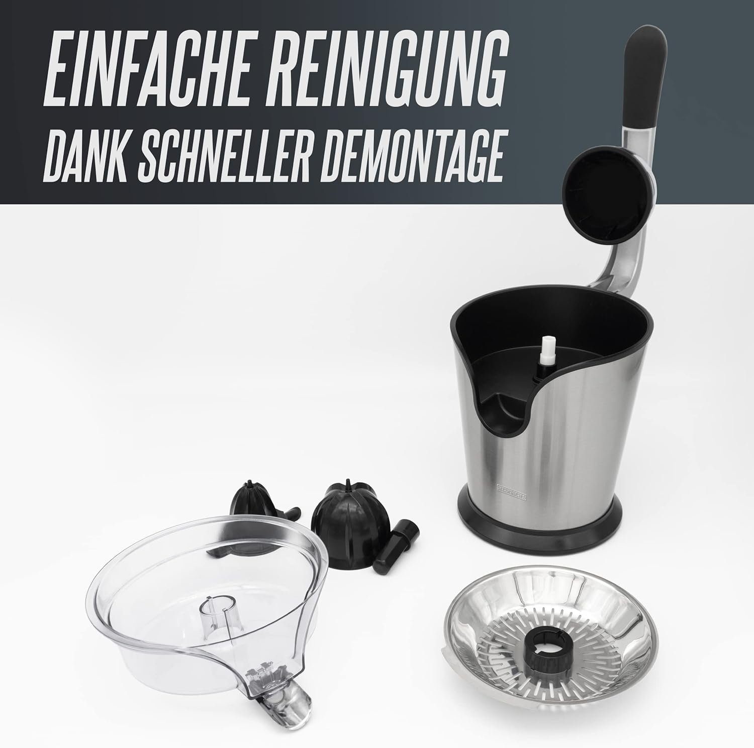 Heinrich´s Zitruspresse HZP 8693, 160,00 W, Juicer, Saftpresse inkl. Fließstopfunktion rostfrei