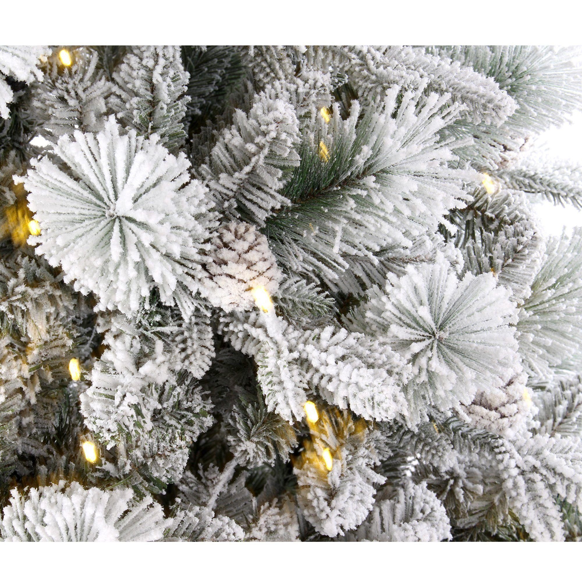 TAB Künstlicher Weihnachtsbaum Tannenbaum Weihnachten mit PVC+PE Schnee Nadeln und LED-Lichter, Nordmanntanne mit 1200 Spitzen und 360 LED Lichtern, mit Schnee
