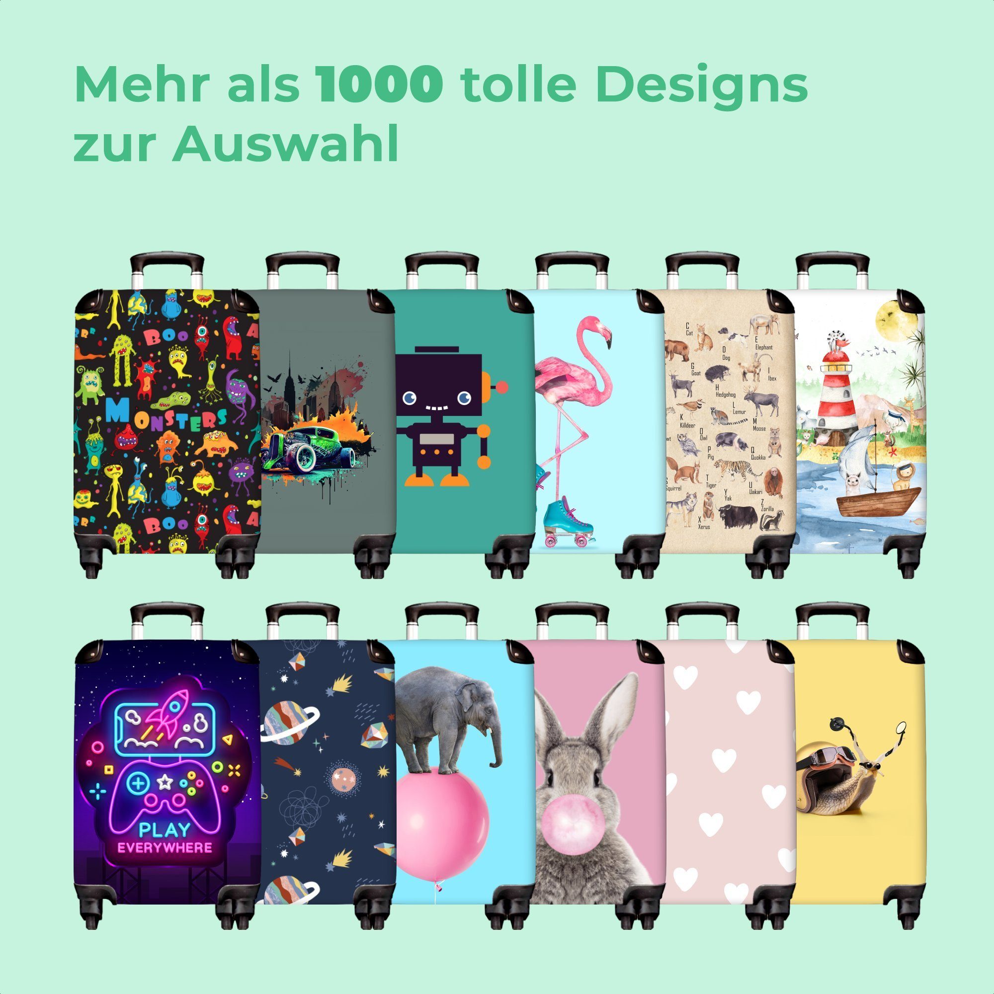 NoBoringSuitcases.com© Handgepäckkoffer 55x35x20cm Kätzchen - Illustration - Blumen - Natur - Katze, 4 Rollen, Handgepäck Trolley Rollkoffer Kleine Reisekoffer mit 4 Rollen - Cabin