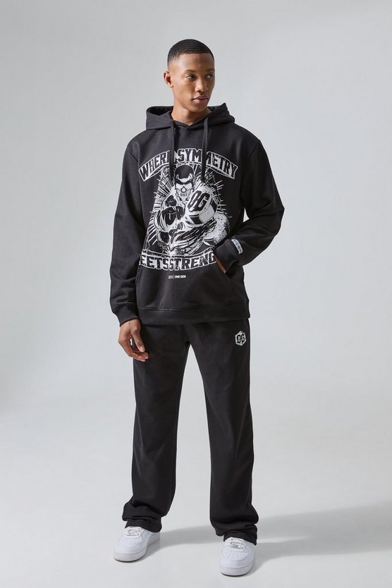 Man Active Oversize Trainingsanzug mit Print und Kapuze