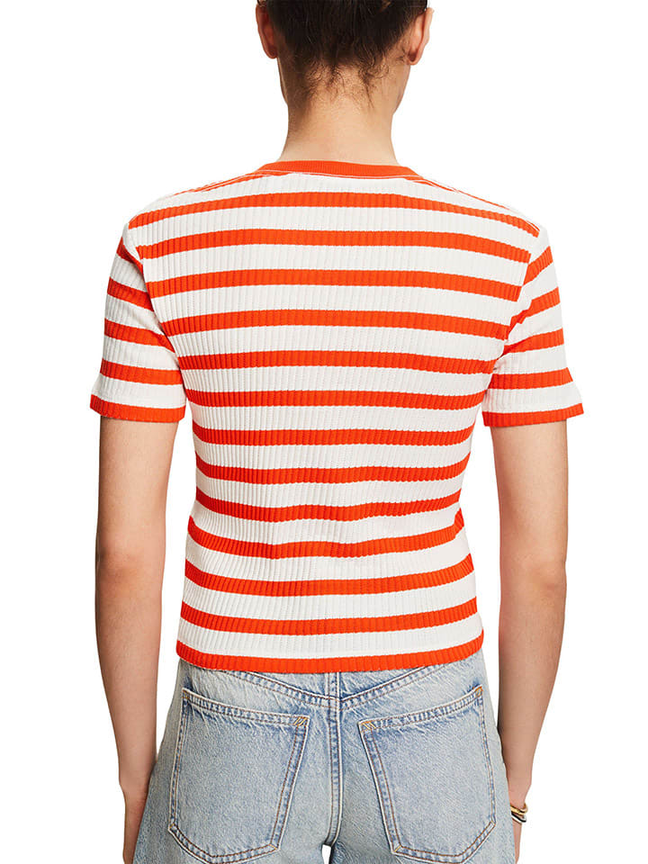 ESPRIT Shirt in Orange/ Weiß günstig kaufen