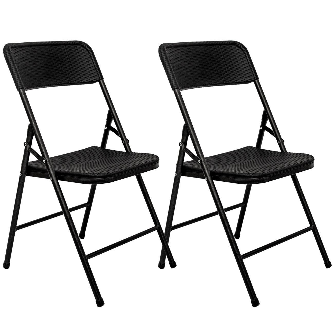 AMANKA 2 schwarze Rattan-Look Klappstühle