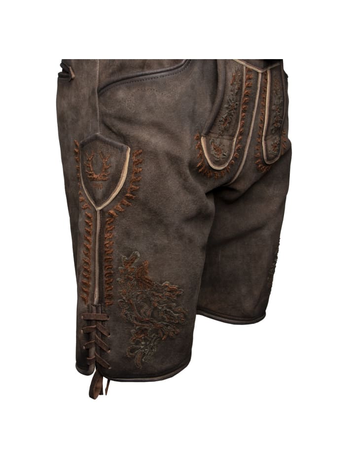 KRÜGER Lederhose Elliot mit Gürtel in dunkelbraun günstig kaufen