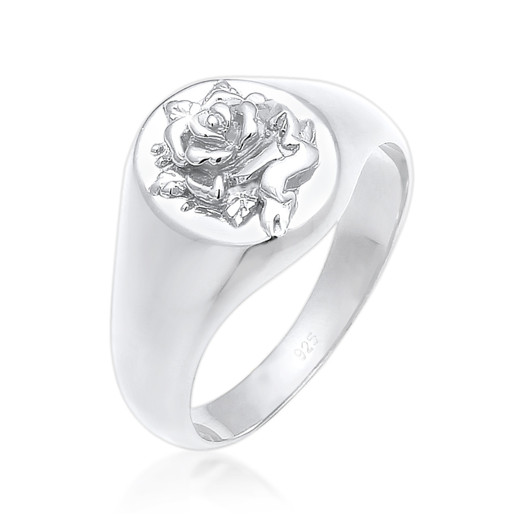Elli Elli Bague Femme Chevalière Rose - (925/1000) Argent Bague