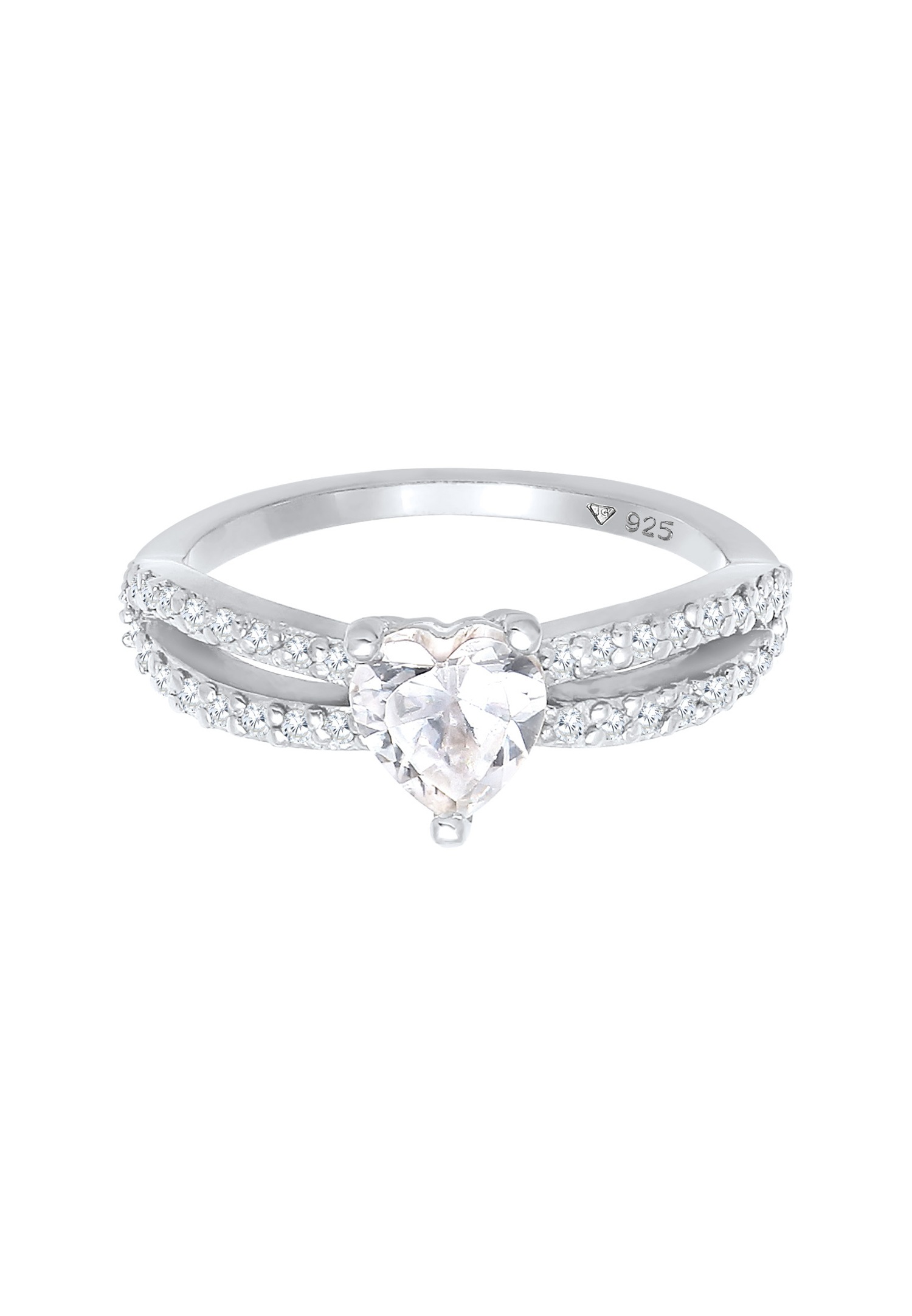 Elli Damen-Solitär-Verlobungsring mit Zirkonia-Kristallen in 925er Sterlingsilber