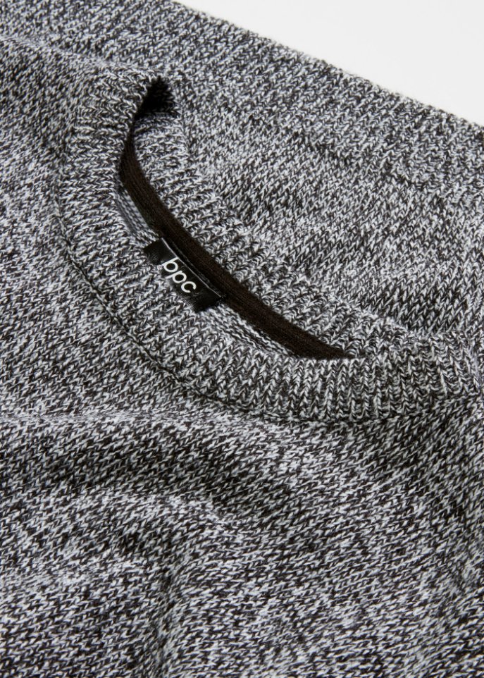 Strick-Pullover mit Rundhals-Ausschnitt in Melange
