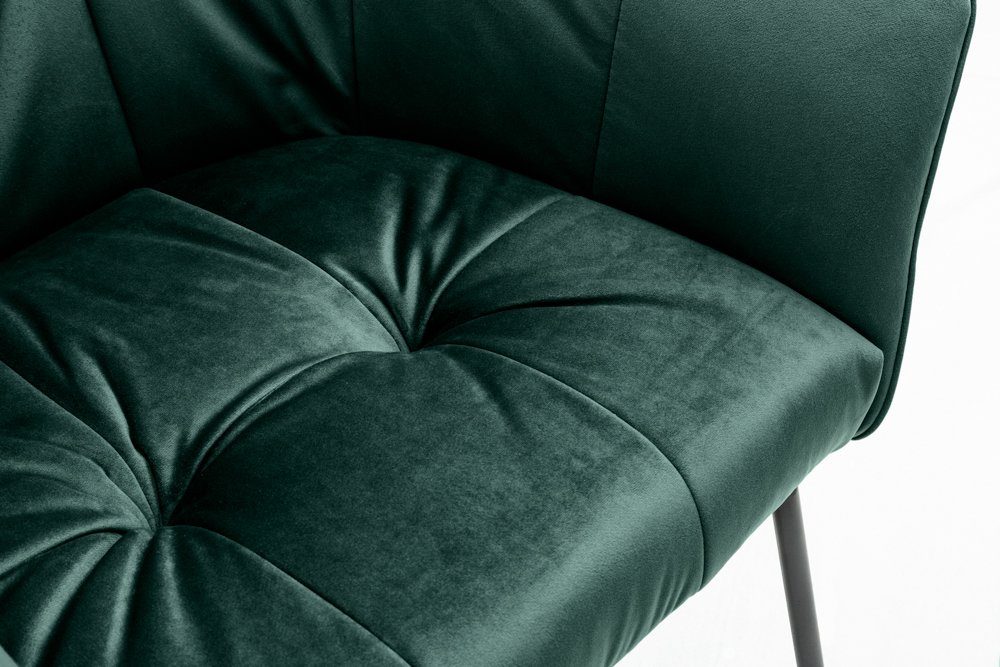 riess-ambiente Polsterstuhl LOFT grün / schwarz (Einzelartikel, 1 St), Esszimmer · Samt · mit Armlehne · Retro