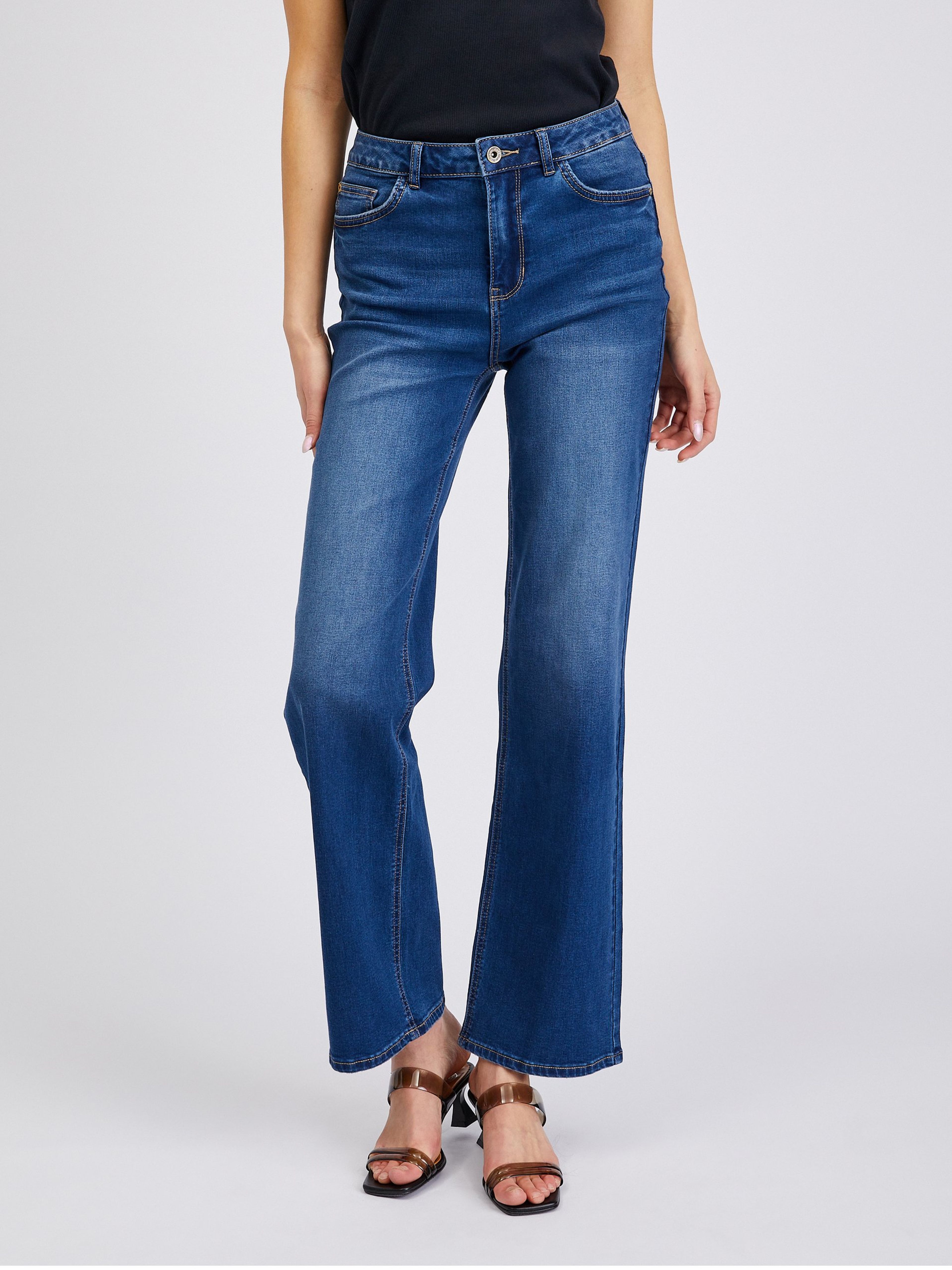Dunkelblaue Damen-Wide-leg-Jeans ORSAY