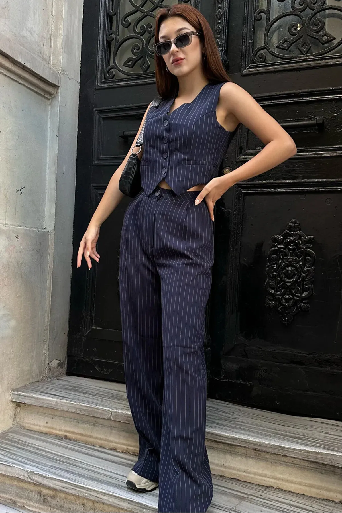 Laluvia  Set aus Weste und Hose mit Streifendetail in Marineblau