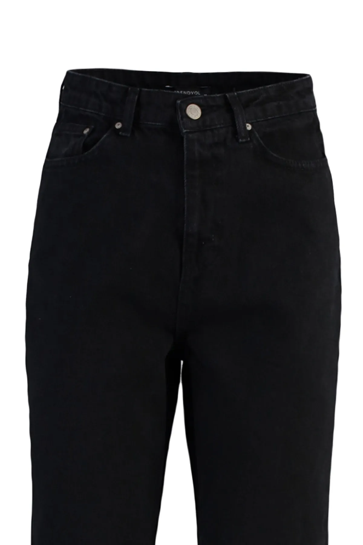 Trendyol Collection  Schwarze zerrissene Jeans mit hoher Taille und weitem Bein TWOAW22JE0251