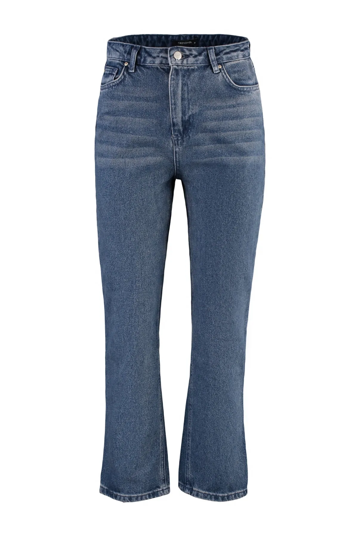 Trendyol Collection  Blaue gerade Jeans mit hoher Taille TWOSS20JE0166