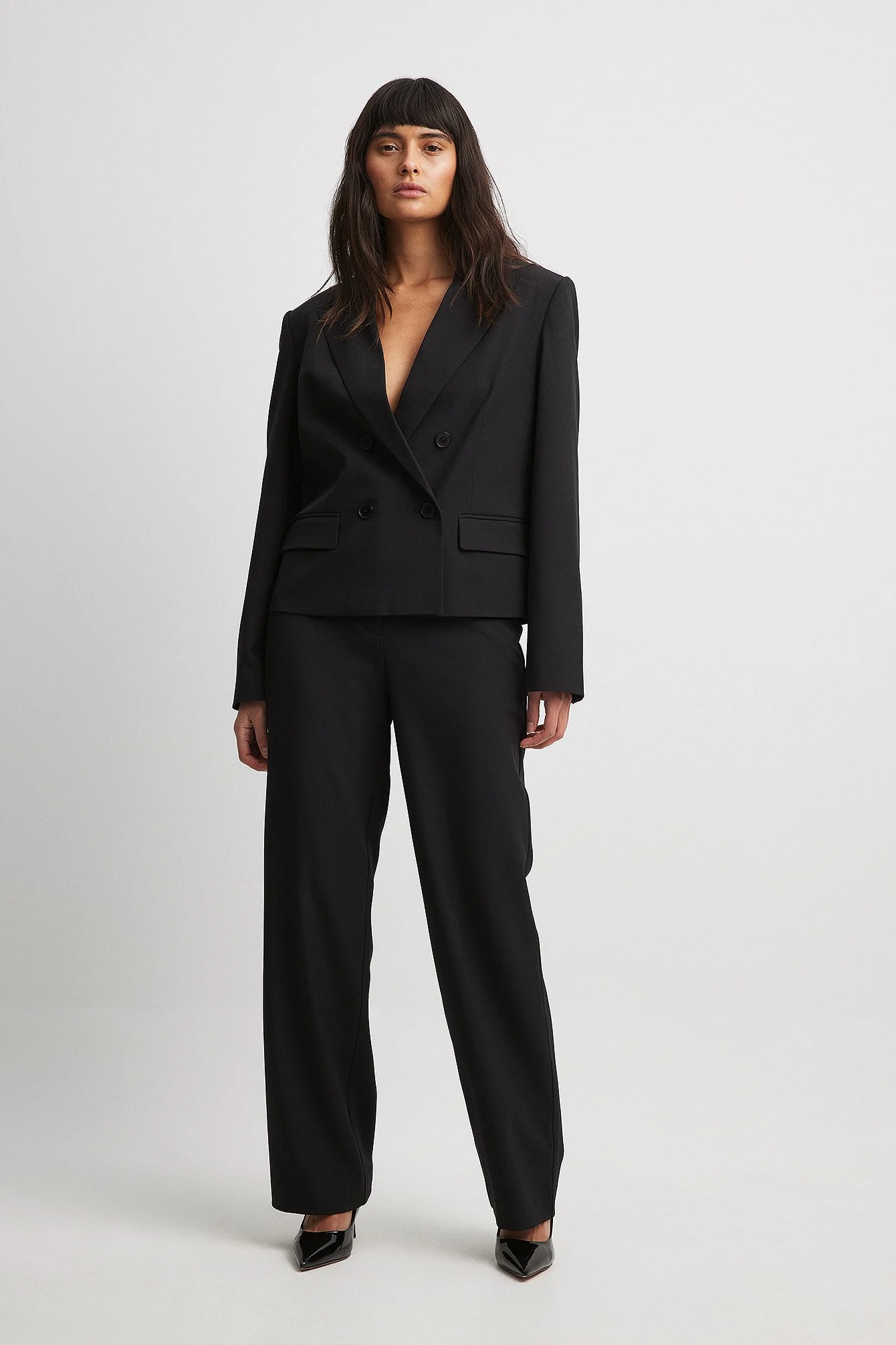 Gerader, zweireihiger Crop-Blazer