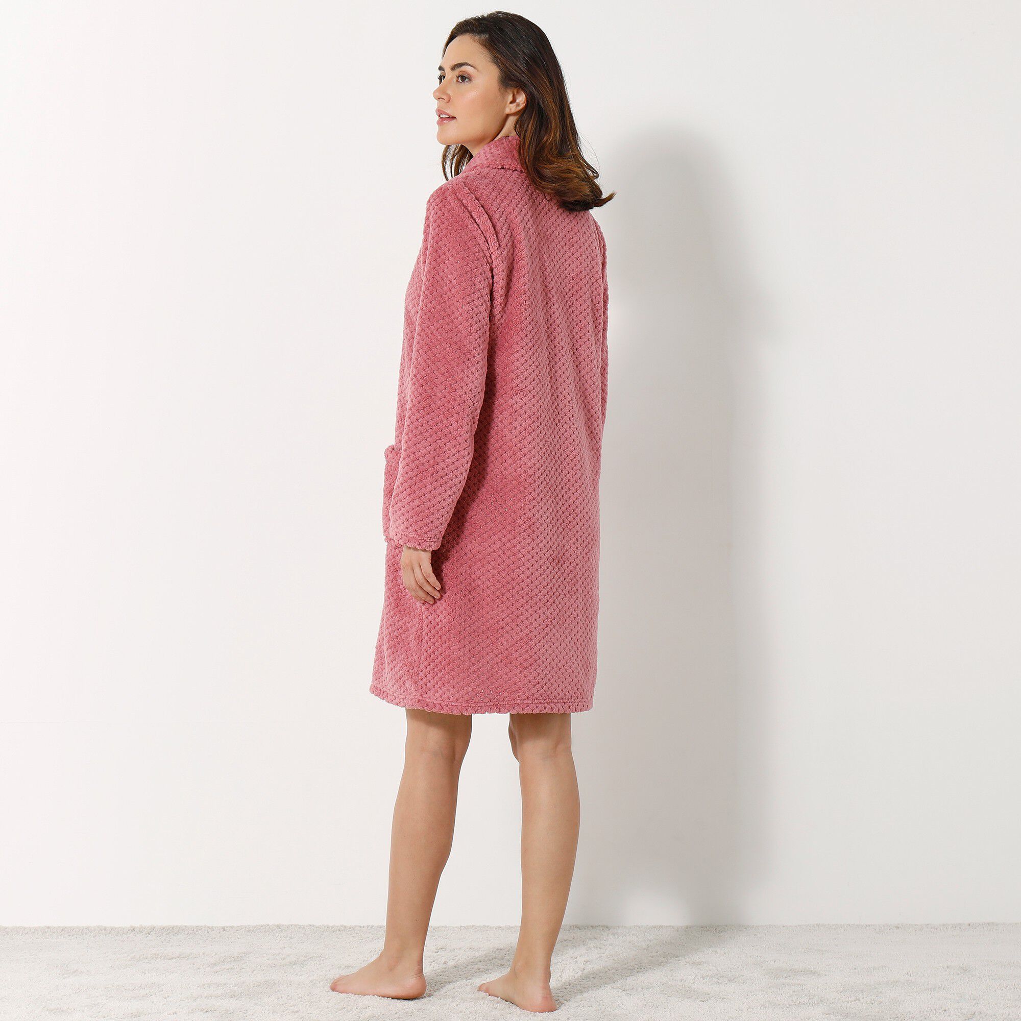 Robe de chambre maille polaire col châle
