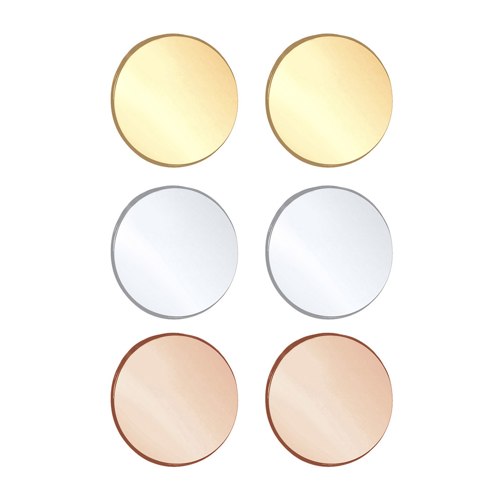 Elli Elli Boucles d'Oreilles Femmes Set de 3 Cercle Basique Tri-Color en Argent Sterli Boucles d'oreilles