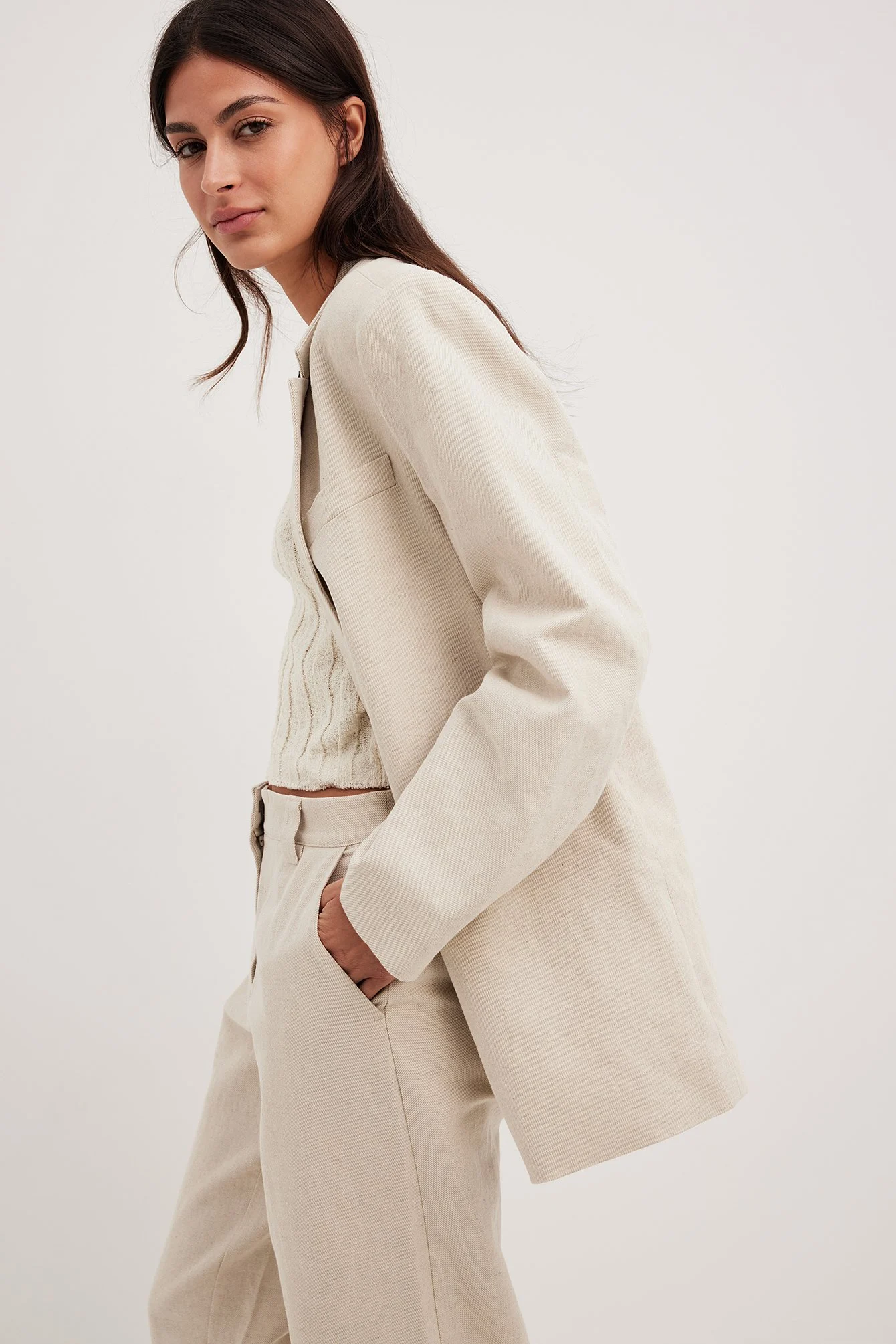 Taillierter Oversize-Leinenblazer