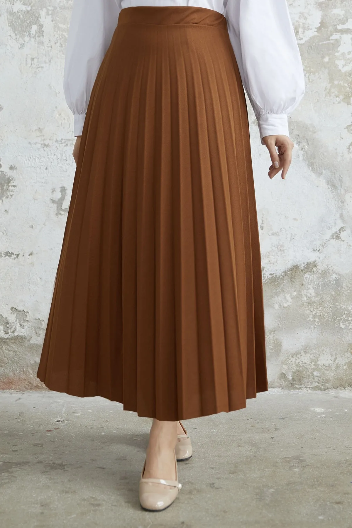 InStyle  Luisa Taillen-elastischer Faltenrock – Hellbraun