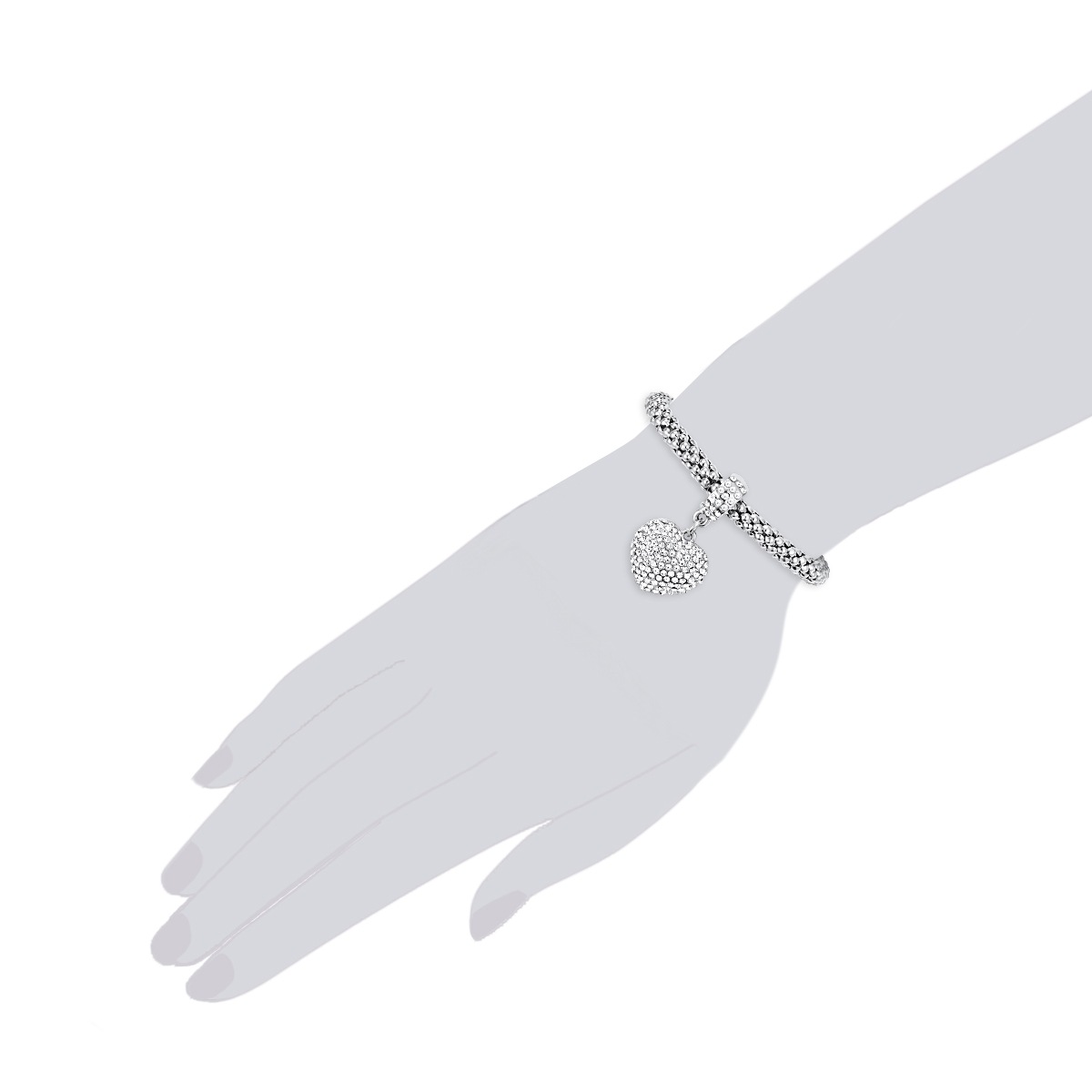 Armband Herz Metall-Legierung Glas in Silber