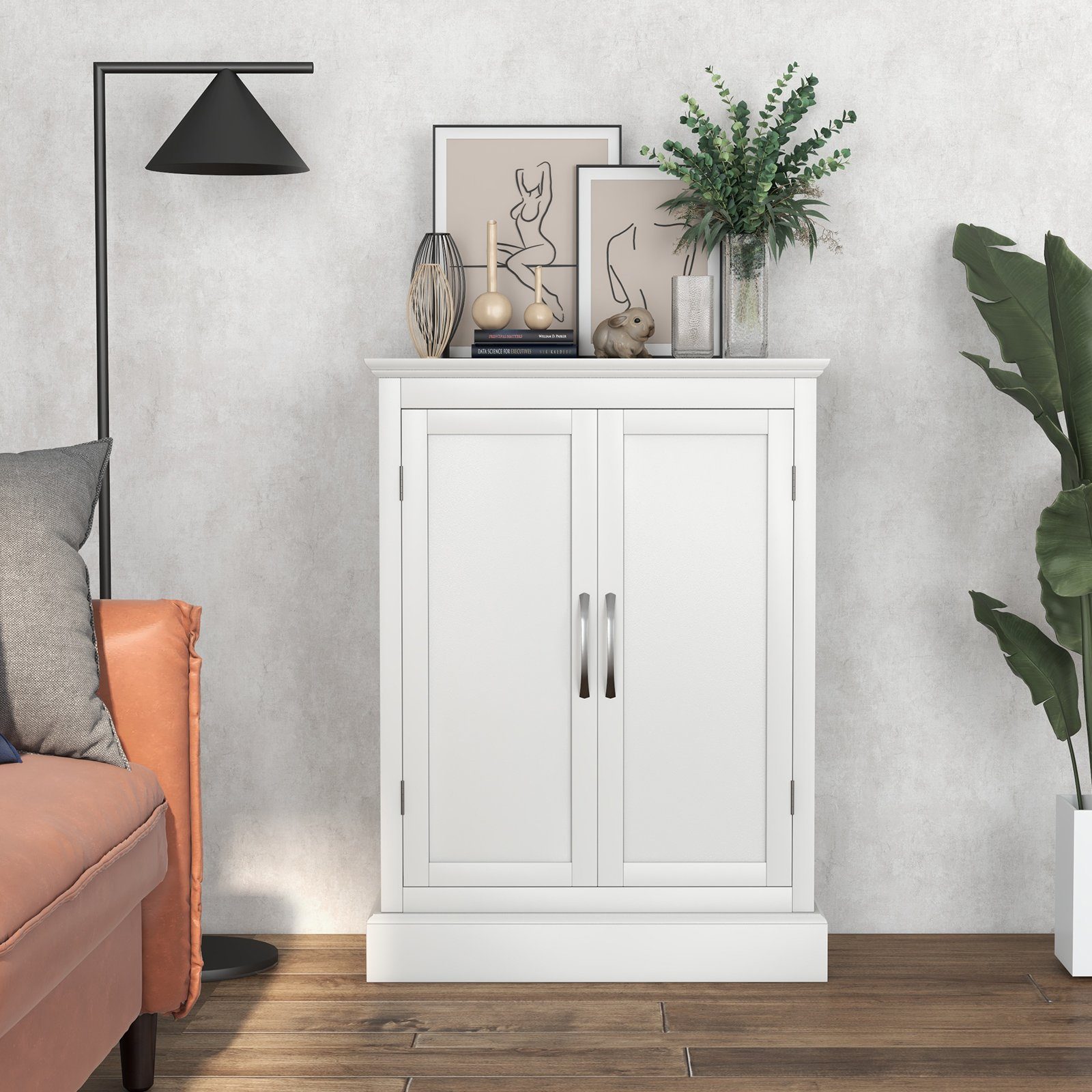 COSTWAY Badkommode, mit Türen, verstellbaren Ablagen, 60x32x81cm