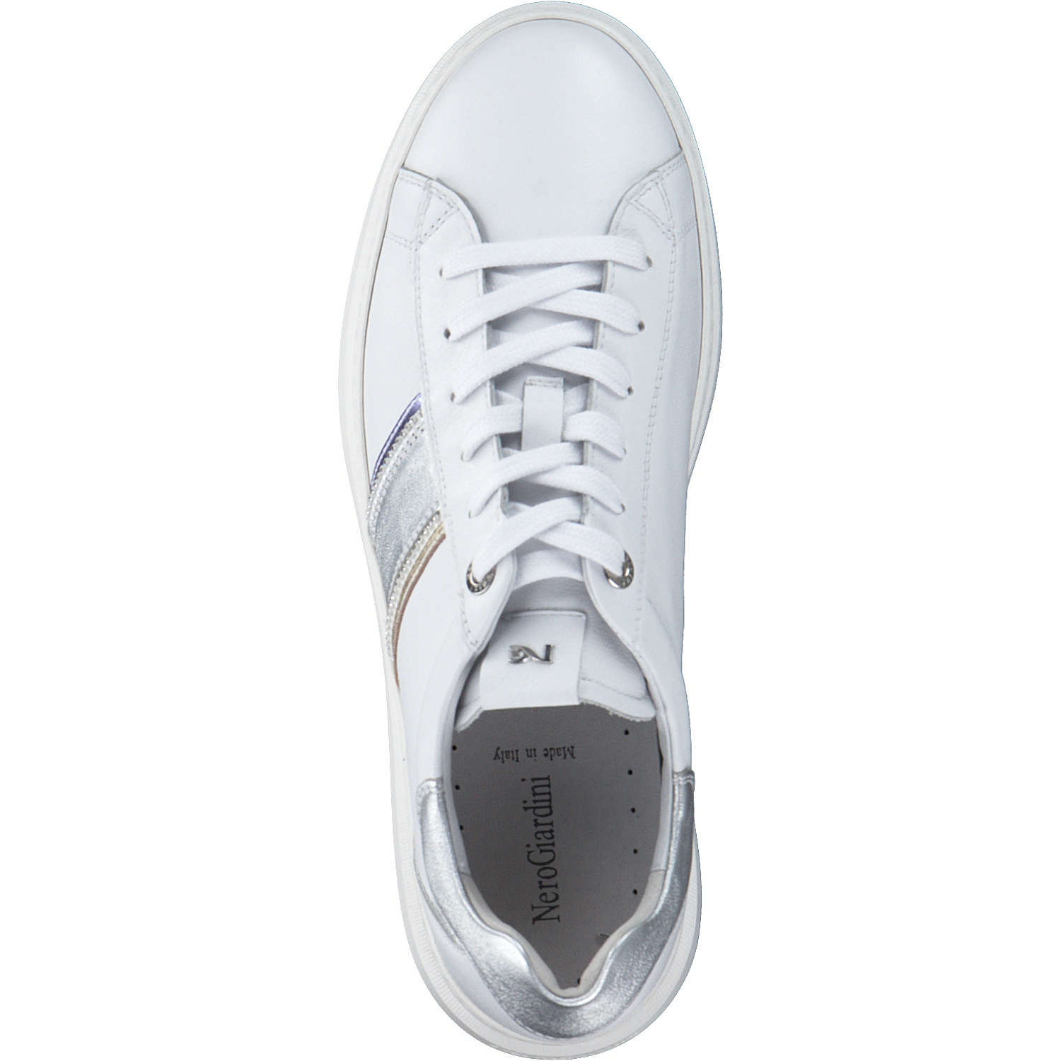 NeroGiardini E306554D, Schnürschuhe, Damen, bianco/argento