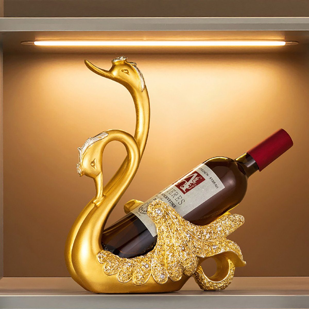 götäzer Weinregal Nordisches, leichtes, luxuriöses Weinflaschenregal mit goldenem Schwan, 1-tlg., Weinschrank-Ornamente, dekorative Desktop-Skulptur, Weinregal