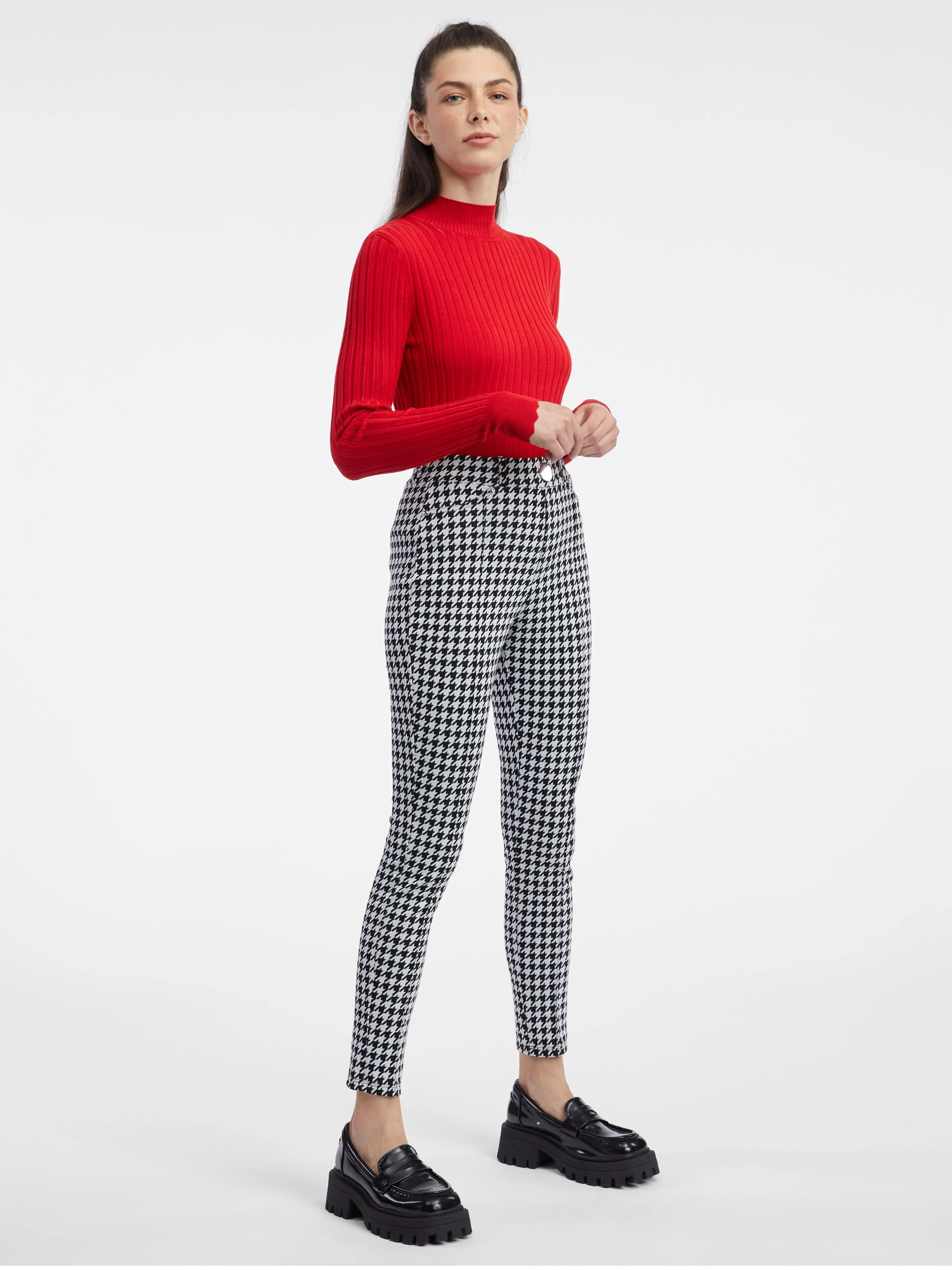 Weiß und schwarz gemusterte ORSAY-Hose für Damen