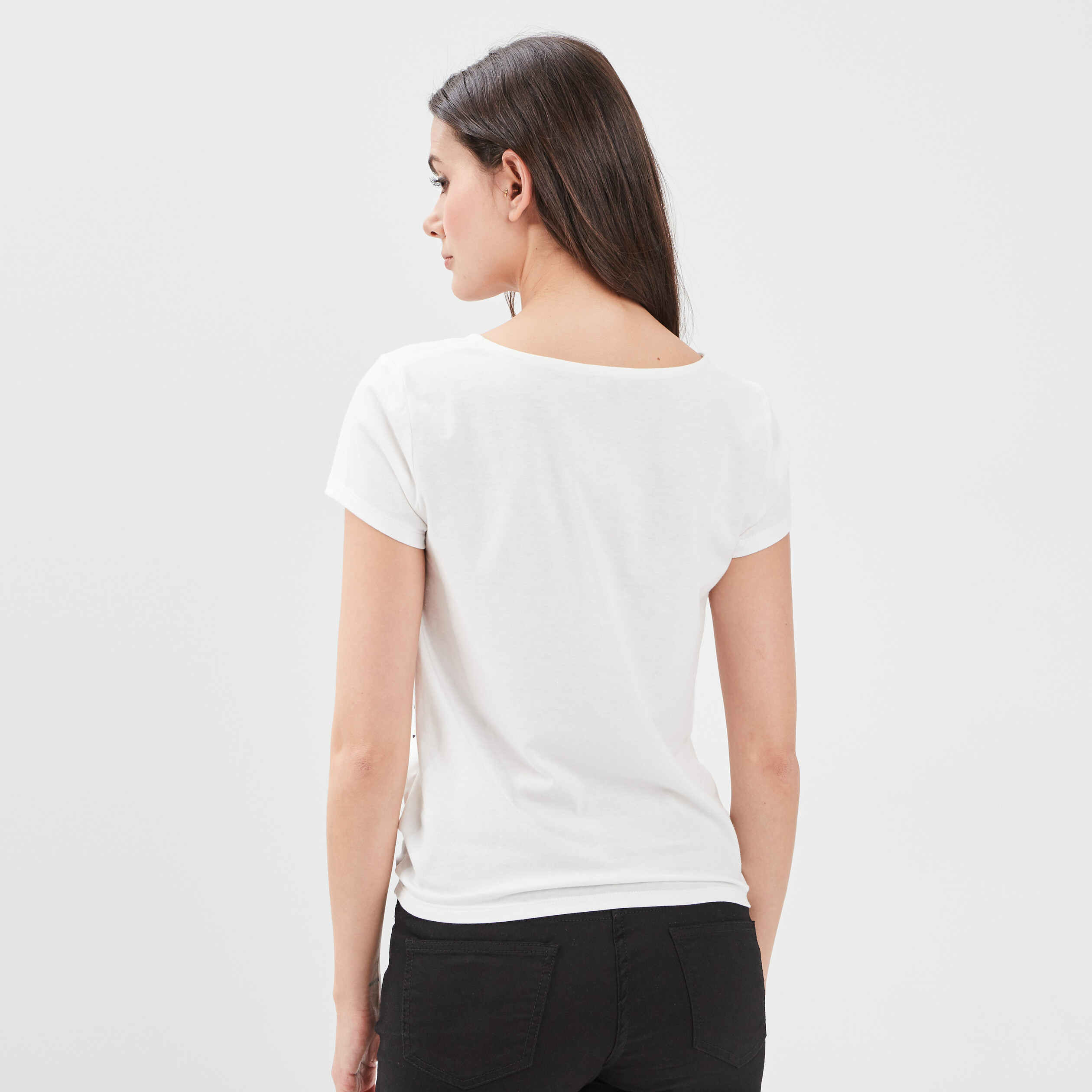 T-shirt manches courtes ivoire femme | La Halle