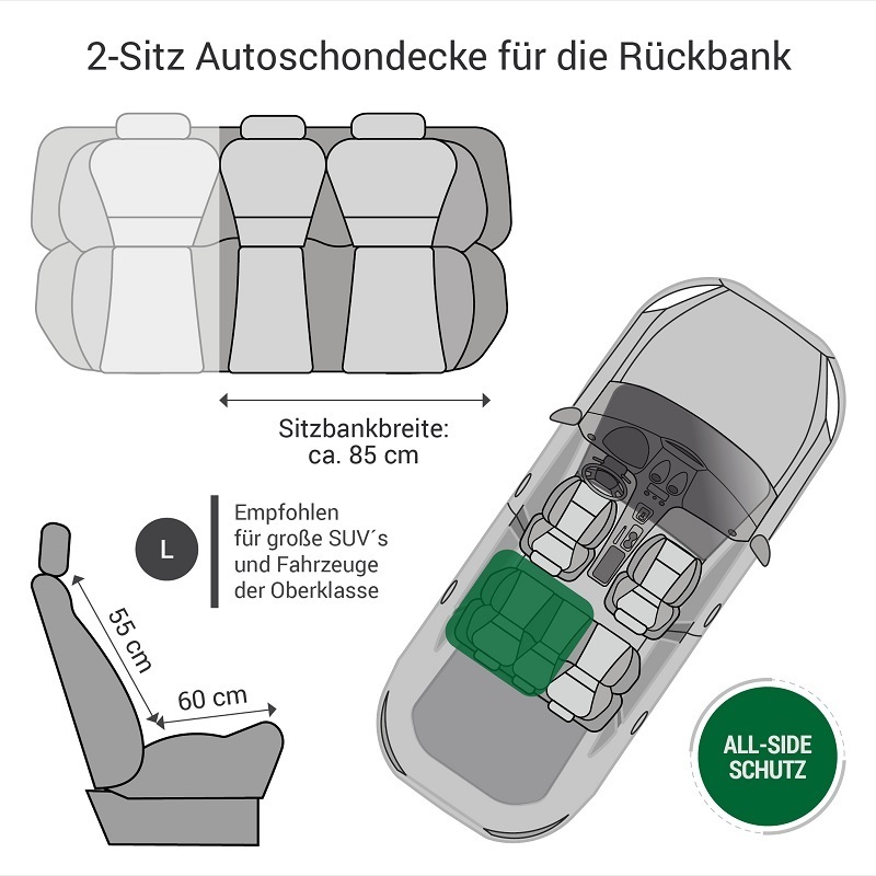 Doctor Bark Autozubehör Doctor Bark Autoschondecke Rückbank 2-Sitz grau L