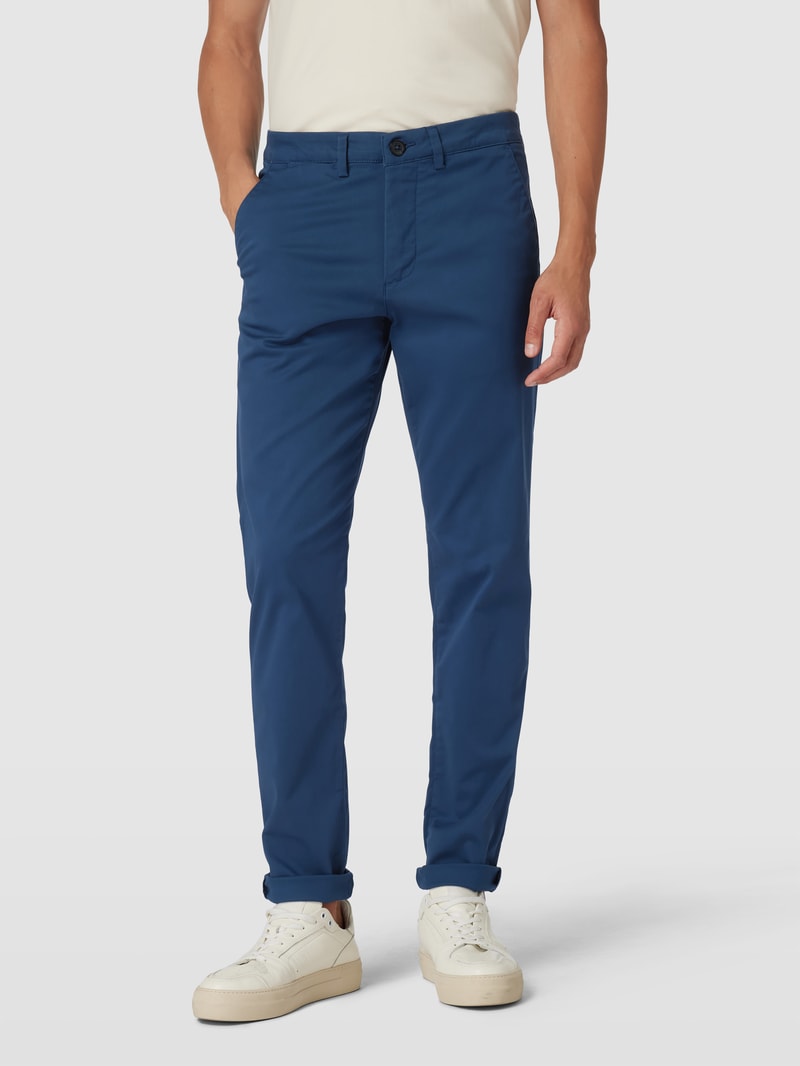 Slim Fit Stoffhose in unifarbenem Design Modell 'Miles' in blau