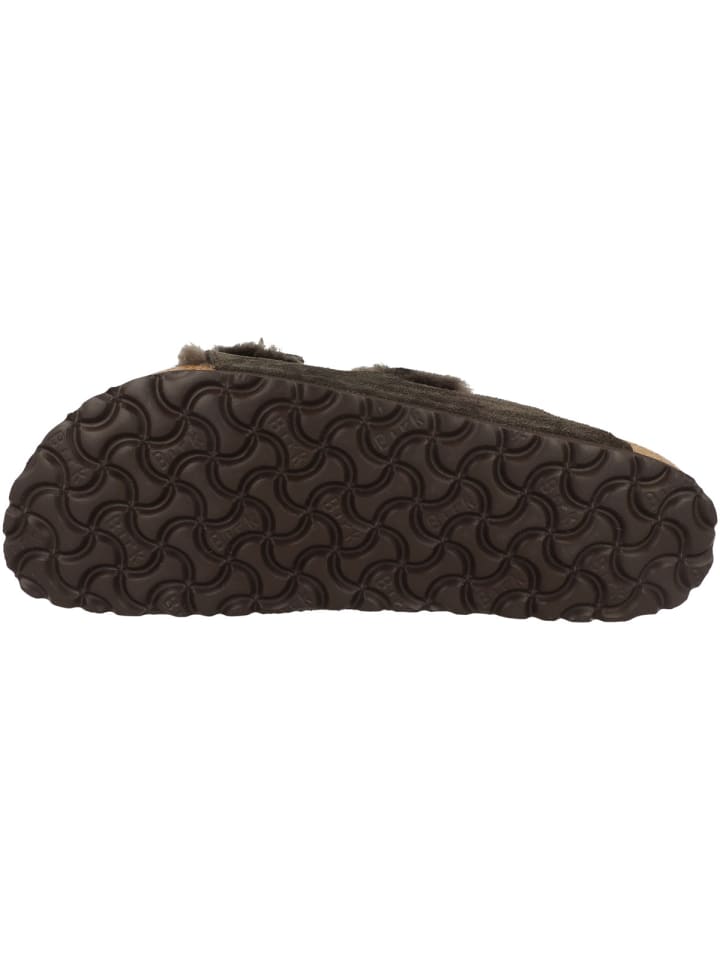 Birkenstock Sandale Arizona Veloursleder Lammfell schmal in dunkelbraun günstig kaufen 40