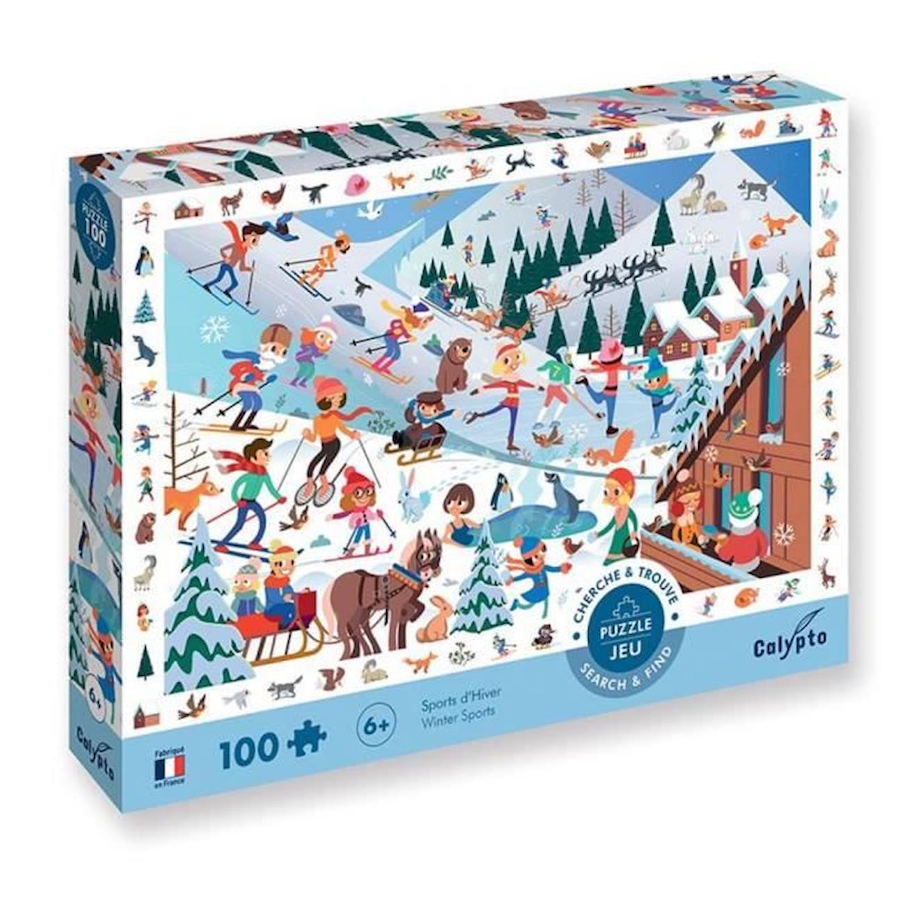 Puzzle 100 pièces : Cherche et Trouve : Sports d'Hiver blanc