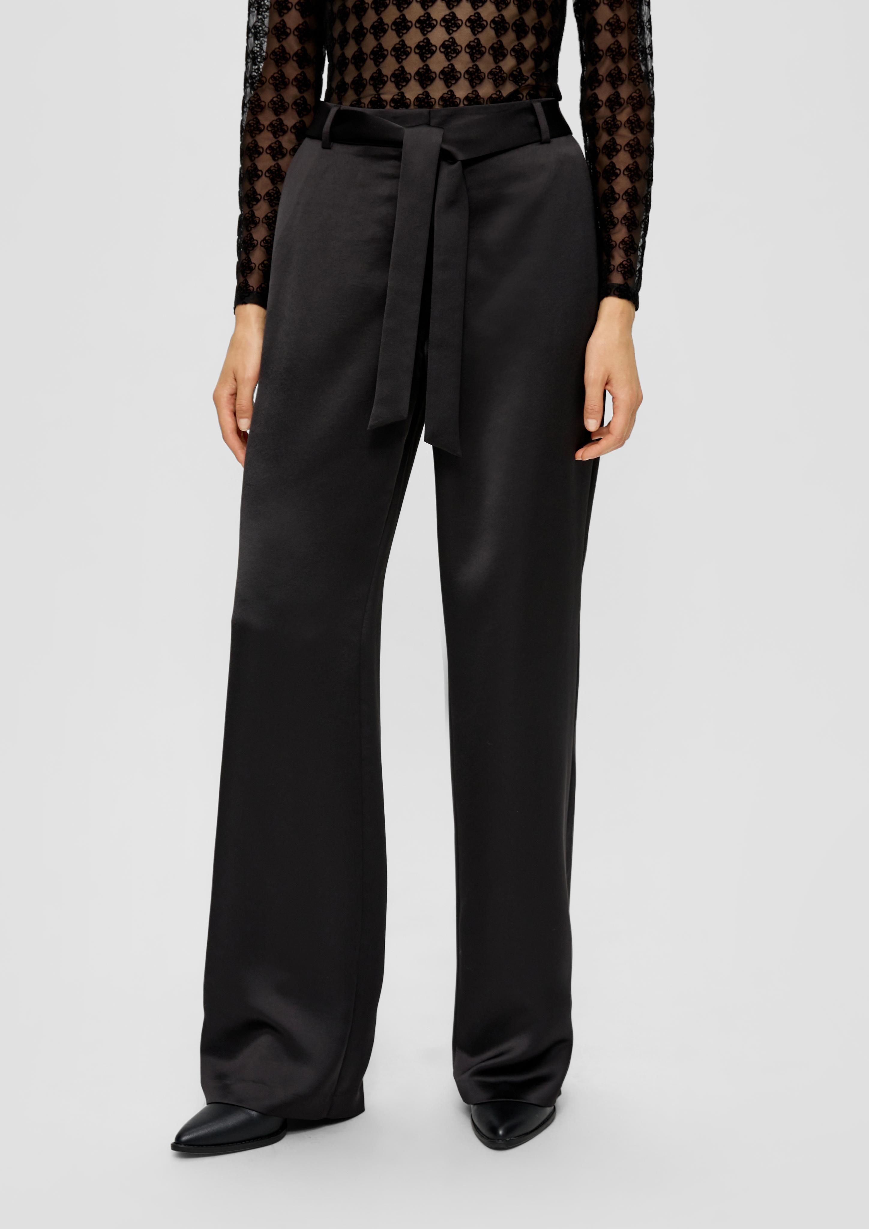 Fließende Satinhose mit Wide Leg  2138159-9999
