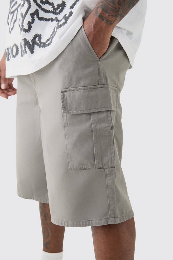Plus lockere Cargo-Shorts mit elastischem Bund
