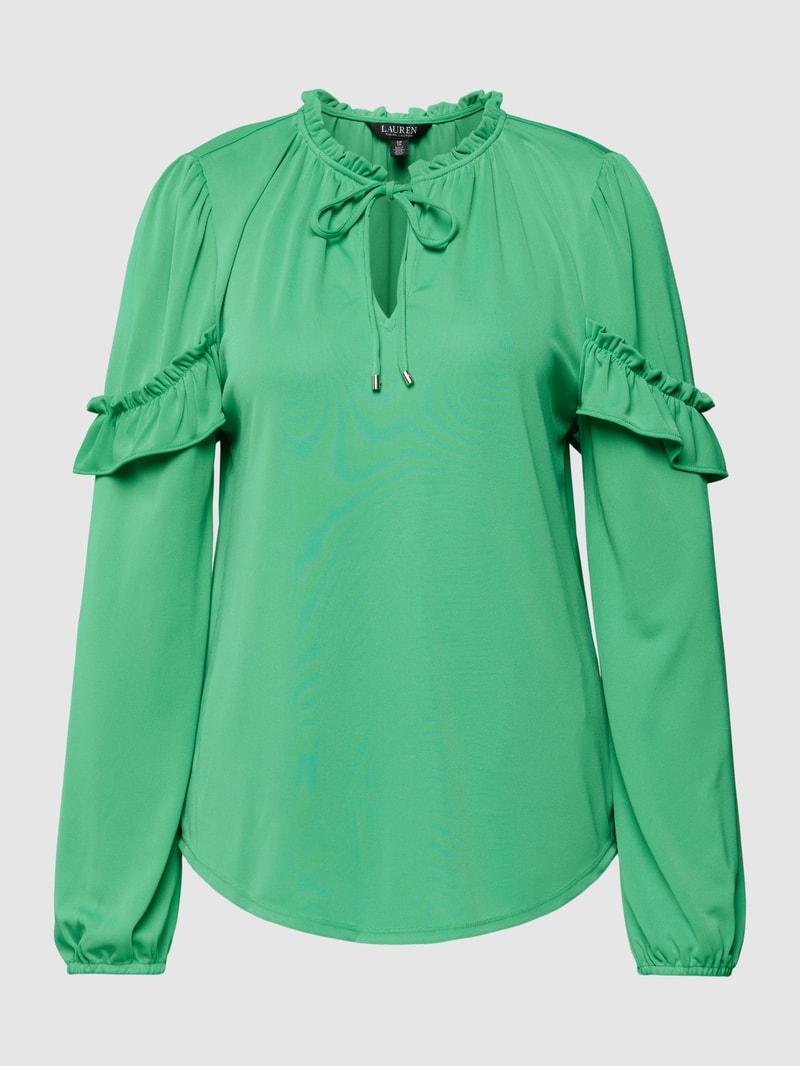 Blusenshirt mit Schlüsselloch-Ausschnitt in grün