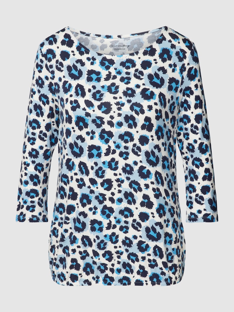 T-Shirt mit Animal-Print in dunkelblau